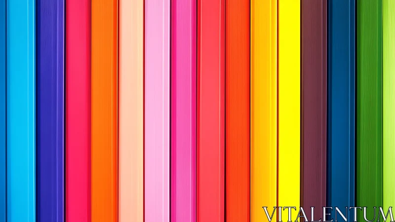 Vertical rainbow slats compose a bold chromatic parade.