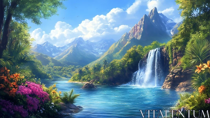 Sky-bright falls and storybook peaks in secret valley.