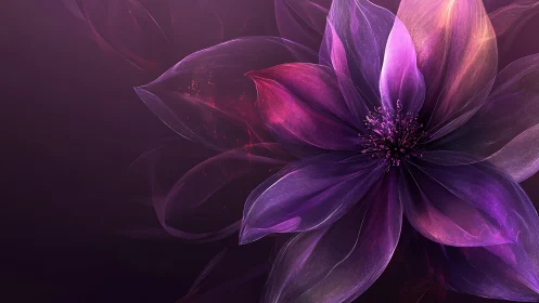 Luminous violet bloom in ethereal digital abstraction.