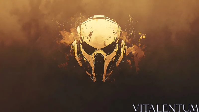 Stylized helmet emblem is rendered with splatter textures