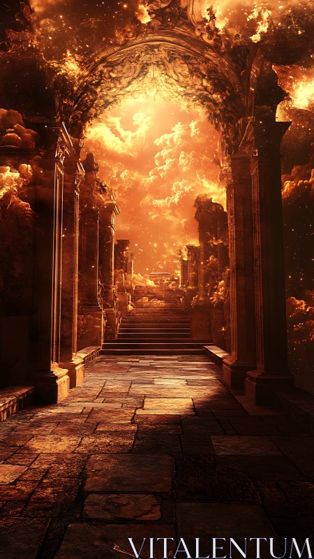 Ornamental Archway Portal Illuminated by Catastrophic Thermal Radiation.