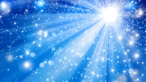 Radiant sky of sparkling starlight and hopeful blue glow.