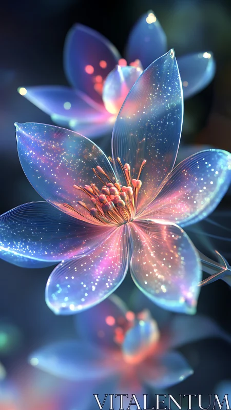 Translucent bioluminescent flower rendered with spectral subsurface scattering