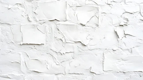 White textured brick wall with peeling paint, grunge style background.