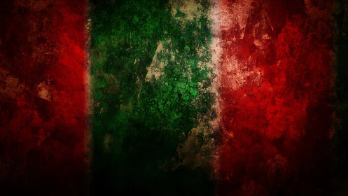 Grunge-textured tricolor flag with distressed surface finish.