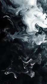 High contrast fluid vortices form abstract monochrome turbulent field