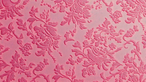 Rosy brocade garden swirling across embossed pink dusk.