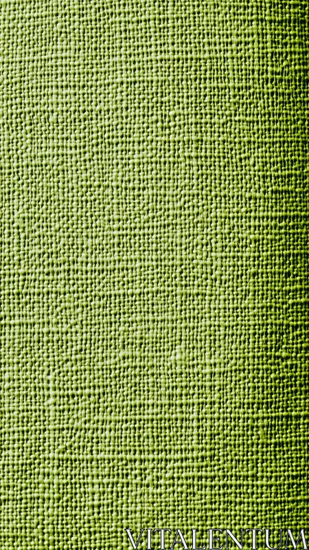 Green woven textile surface shows uniform coarse texture