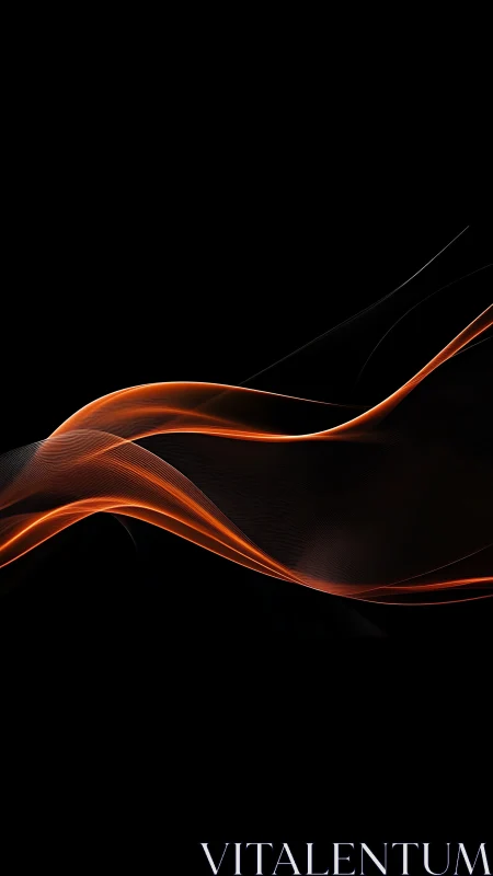 Curved orange light ribbons form low-frequency sinusoidal wave arcs