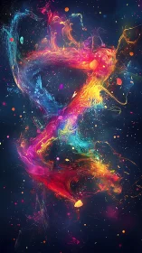 Chromatic nebula helix with high-energy fluid dynamics rendered.