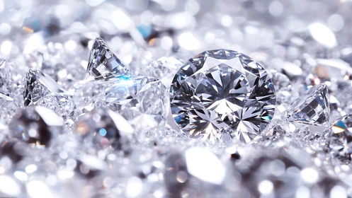 Macro optical study of faceted diamonds under specular light.