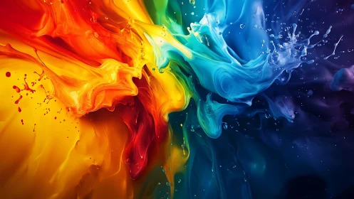 Explosive collision of rainbow liquid waves forms vivid spectrum