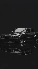 Monochrome performance coupe with reflective gloss isolation.