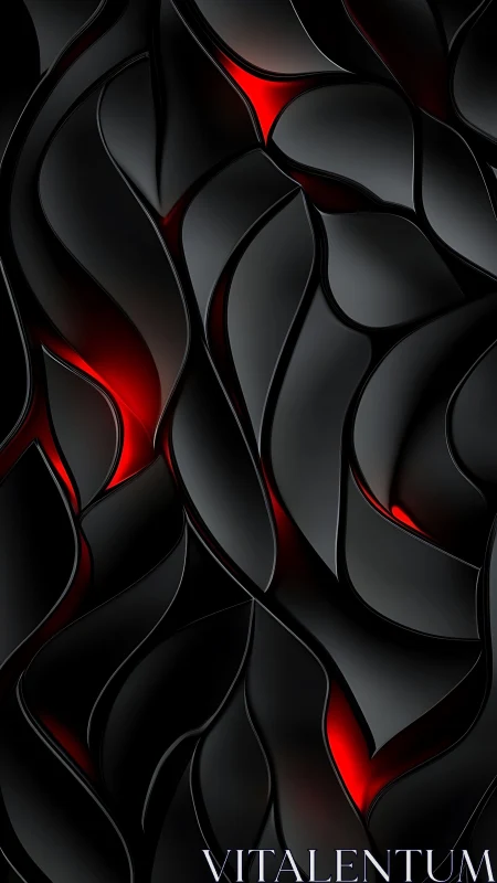 Midnight alloy petals cradling molten ember rivers.