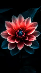 Luminescent Dahlia Bloom: Radiant Gradient Petals Against Deep Void.