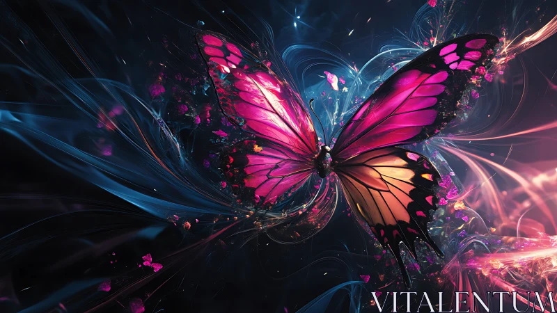 Starlit Neon Butterfly Exploding Through Cosmic Night.