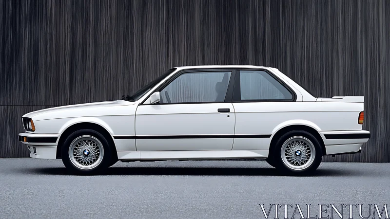 Boxy white coupe quietly sharpens its shadow against steel