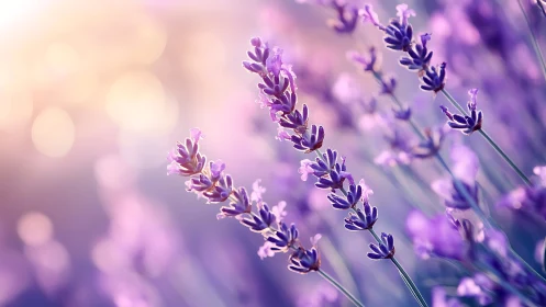Lavender Field in Soft Focus with Warm Glow.