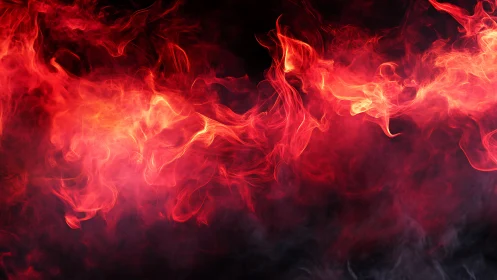 Inferno's Dance: Crackling Flames Surge Through Midnight Dark.