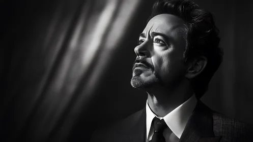 Monochrome male portrait uses directional studio lighting