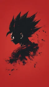 High-contrast anime silhouette with splatter dispersion profile.