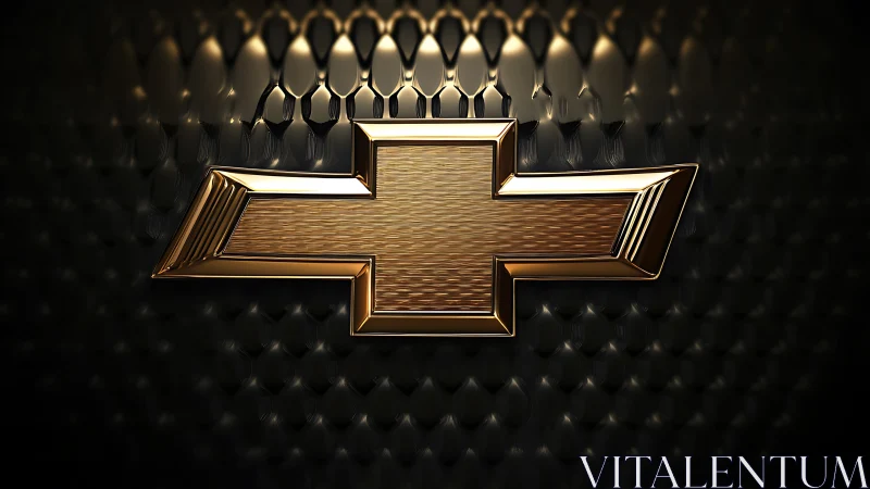 Gold Chevrolet bowtie emblem on dark textured surface.