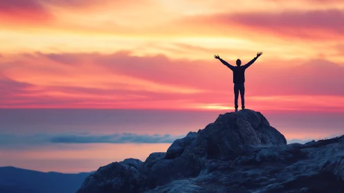 Sunrise conqueror greeting the sky in blazing color hush.