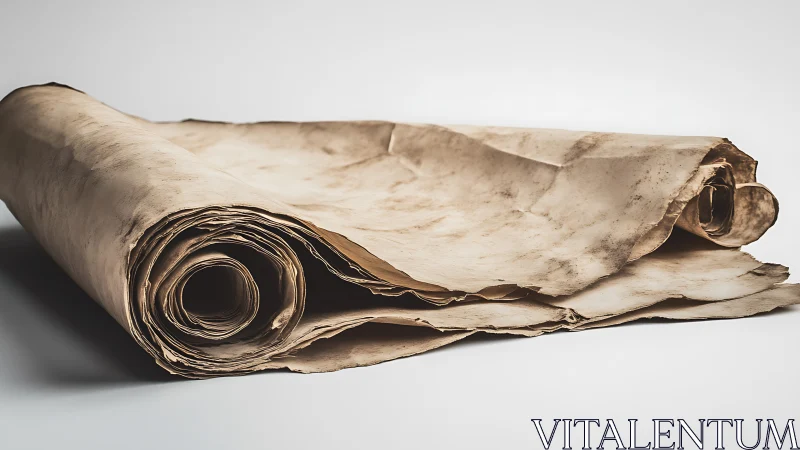 Rolled antique parchment sheets with pronounced aging artifacts