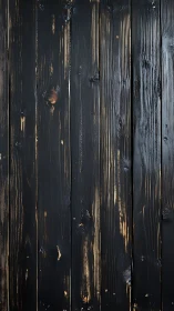 Charred black wooden planks reveal warm grain highlights