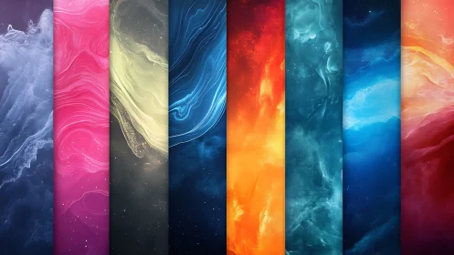 Vertical nebula gradients in multicolor cosmic palette.