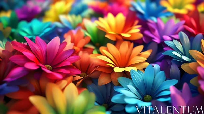 Vibrant Gerbera Daisy Garden in Prismatic Color Spectrum.