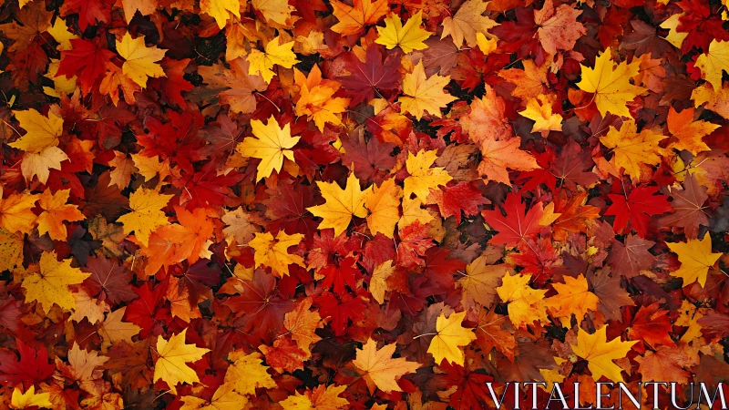 Overhead study of layered autumn maple foliage pattern.