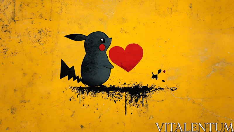 Minimalist Pop Art: Pikachu's Emotional Declaration Mural.