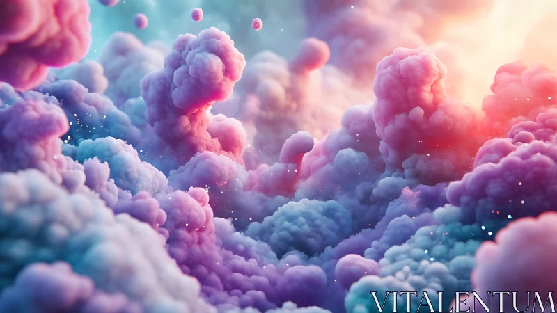 Dreamlike pastel nebula clouds with glowing light horizon.