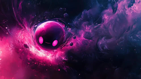Luminescent cosmic sprite in magenta nebular vortex field