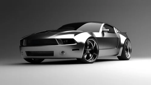 Silver sports coupe render on neutral gradient background.