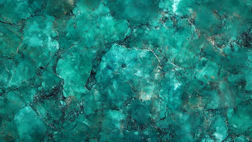 Turquoise cracked stone texture with organic abstract pattern.
