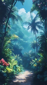 Tropical Forest Pathway with Canopy Opening