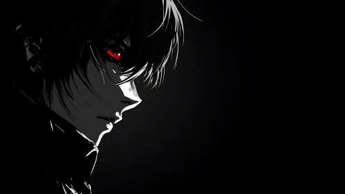 Red‑eyed shadow prince listens closely to the silent dark