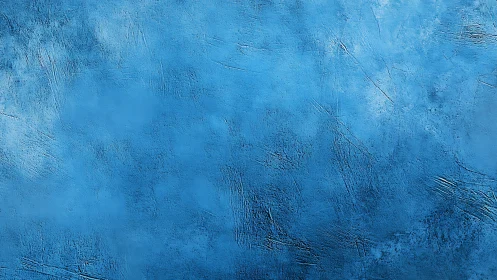 Blue textured wall surface shows rough plaster details