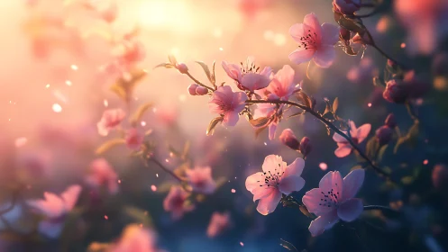 Cherry Blossoms Captured in Golden Hour Magic