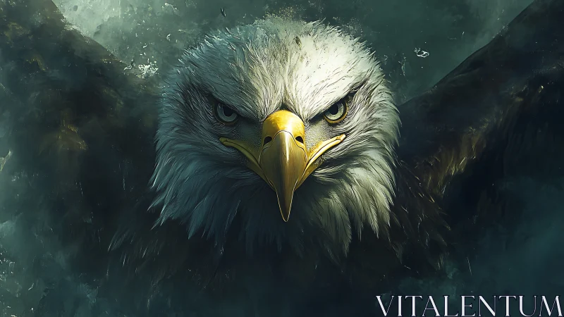 Majestic Bald Eagle Portrait in Dramatic Digital Art Style.