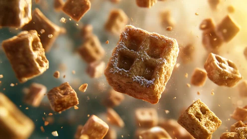 Golden Cereal Squares Dancing in Morning Light.