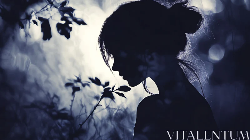 Moonlit silhouette drifts softly through a whispering garden