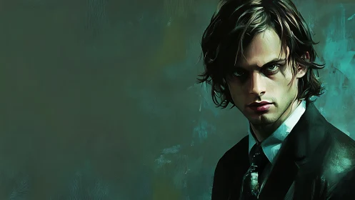 Moody digital portrait of brooding man in formal attire.