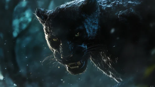 Neon Panther: Luminescent Hunter in the Dusk.