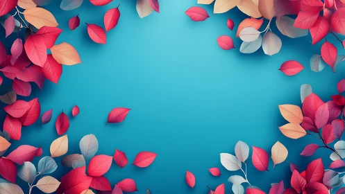 Crimson paper leaves drifting across a turquoise sky dream.