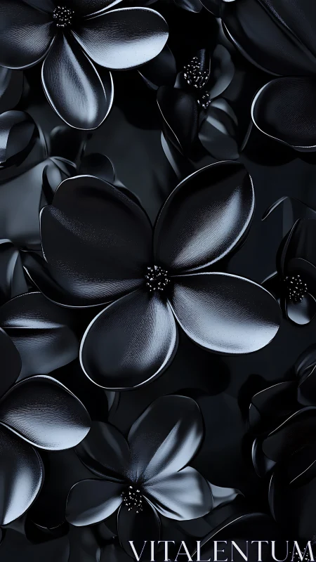 Monochromatic Floral Study with Metallic Sheen and Sculptural Depth.