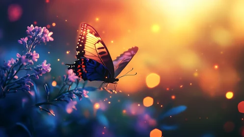 Digital butterfly rendering shows detailed wings in backlight