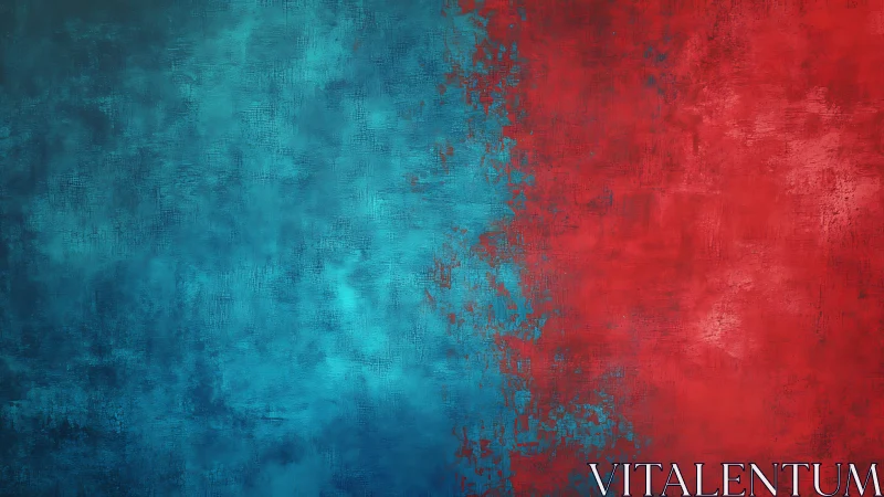 Dual-toned textured abstract with cyan and crimson fields.